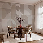 Papier peint Motif géométrique gris et blanc