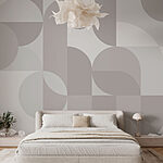 Papier peint Motif géométrique gris et blanc