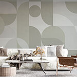 Papier peint Motif géométrique gris et blanc