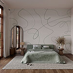 Papier peint Lignes vertes sur fond blanc