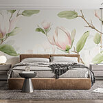 Papier peint Magnolias délicats aux teintes douces