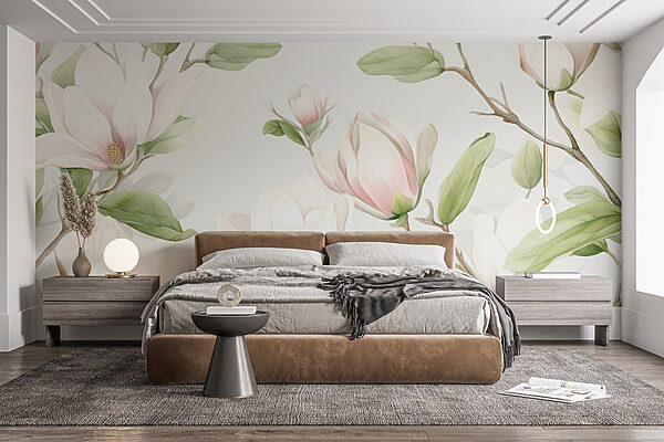 Magnolias délicats aux teintes douces Papier peint Magnolias délicats aux teintes douces