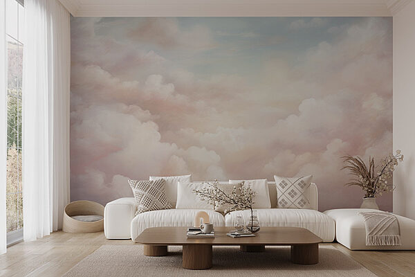 Ciel nuageux avec nuages roses Papier peint Ciel nuageux avec nuages roses