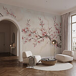Papier peint Branche avec des fleurs