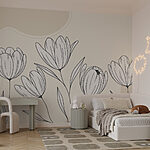 Papier peint Dessin au trait de fleurs