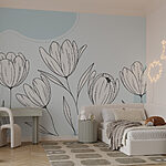 Papier peint Dessin au trait de fleurs