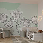 Papier peint Dessin au trait de fleurs