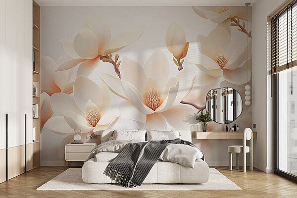 Groupe de fleurs blanches Papier peint Groupe de fleurs blanches