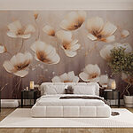 Papier peint Peinture de fleurs sur fond blanc
