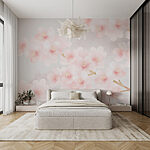 Papier peint Fleurs délicates dans des tons pastels