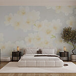 Papier peint Groupe de fleurs blanches