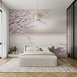 Papier peint Arbre aux fleurs roses