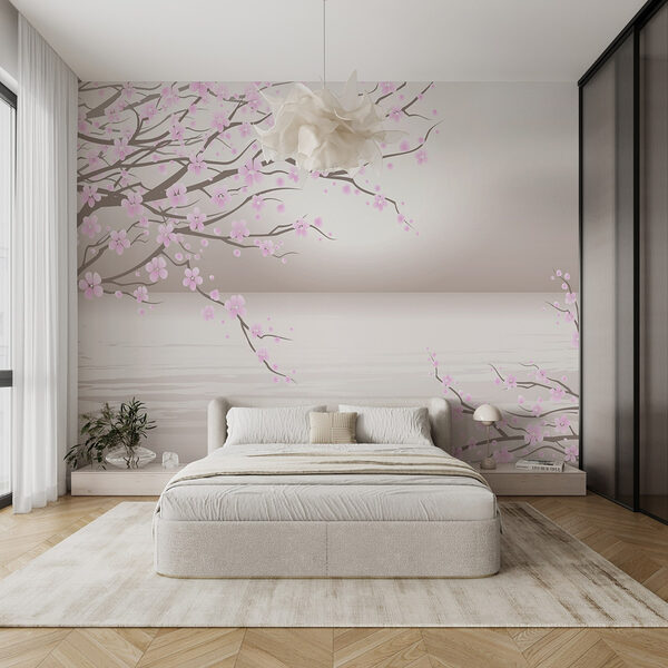 Arbre aux fleurs roses Papier peint Arbre aux fleurs roses