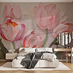 Papier peint Peinture de fleurs roses