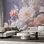 Papier peint Groupe de fleurs blanches et roses