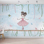 Papier peint Fille en robe rose sur une branche