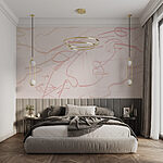 Papier peint Lignes roses sur fond blanc