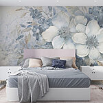 Papier peint Peinture de fleurs et de feuilles