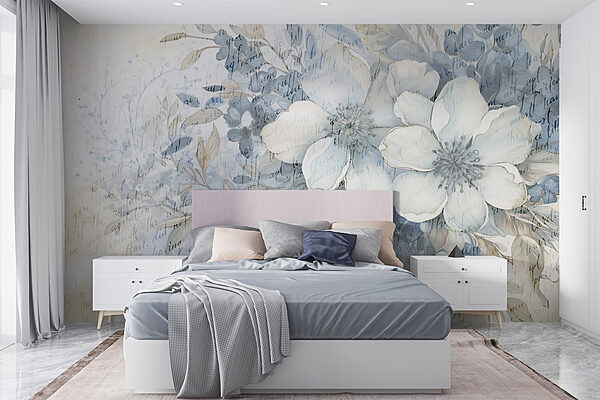 Peinture de fleurs et de feuilles Papier peint Peinture de fleurs et de feuilles