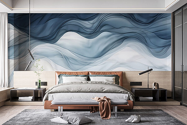 Tissu bleu et blanc Papier peint Tissu bleu et blanc