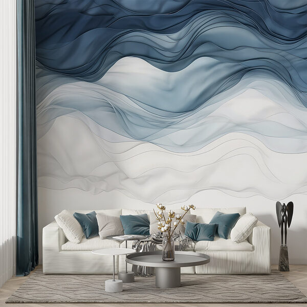 Papier peint Tissu bleu et blanc