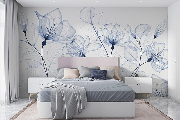 Fleurs et feuilles transparentes Papier peint Fleurs et feuilles transparentes