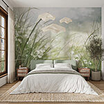 Papier peint Peinture d'un champ d'herbe