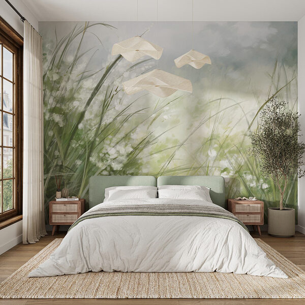 Peinture d'un champ d'herbe Papier peint Peinture d'un champ d'herbe