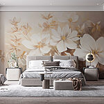 Papier peint Peinture de fleurs blanches