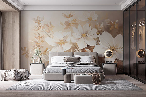 Peinture de fleurs blanches Papier peint Peinture de fleurs blanches