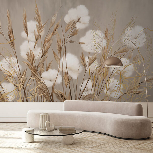 Papier peint Fleurs délicates dans des teintes douces