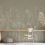 Papier peint Champ d'herbe avec des fleurs