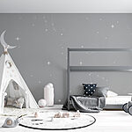 Papier peint Ciel gris avec étoiles et lune