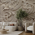 Papier peint Mur blanc avec des tourbillons et des spirales