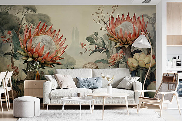 Peinture de fleurs et de plantes Papier peint Peinture de fleurs et de plantes