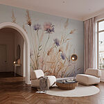 Papier peint Peinture de fleurs et d'herbe