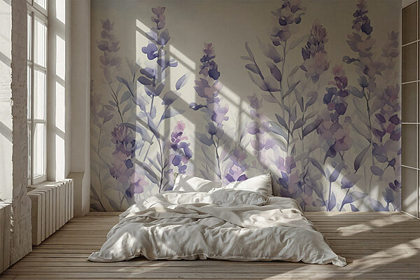 Peinture de fleurs violettes Papier peint Peinture de fleurs violettes