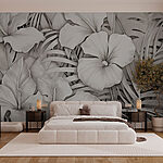 Papier peint Fleurs délicates dans des tons monochromes