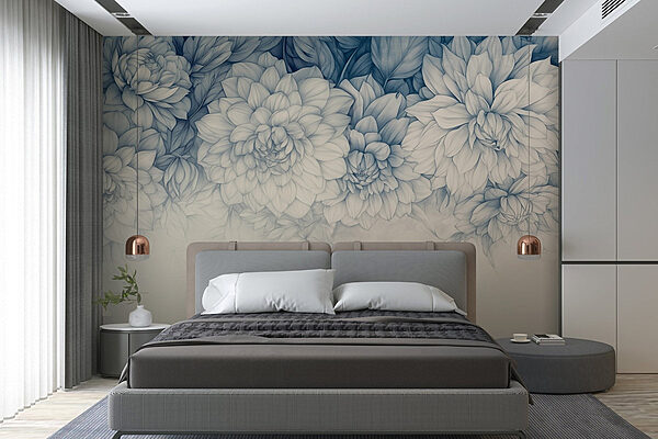 Papier peint Des fleurs délicates aux teintes douces