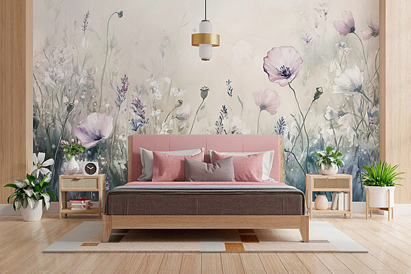 Peinture de fleurs dans un champ Papier peint Peinture de fleurs dans un champ