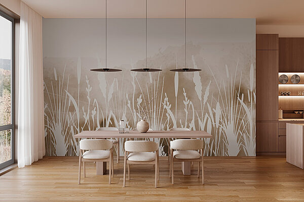 Papier peint Silhouette blanche de l'herbe