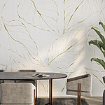 Papier peint Motif de feuilles sur fond blanc