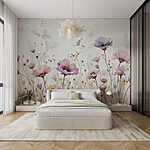 Papier peint Peinture de fleurs sur un mur