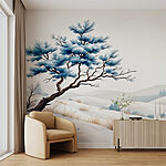 Papier peint Arbre dans un paysage enneigé