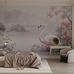 Papier peint Flamants dans un lac