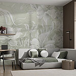 Papier peint Motif floral blanc sur un mur