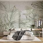 Papier peint Illustration botanique sereine dans des tons sourds