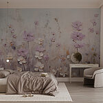Papier peint Peinture de fleurs sur un mur