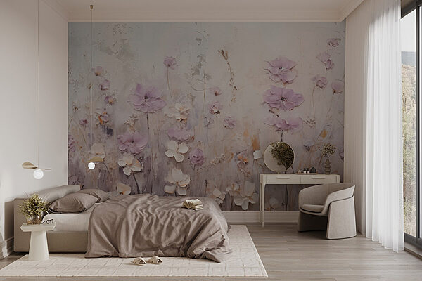 Peinture de fleurs sur un mur Papier peint Peinture de fleurs sur un mur