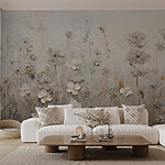 Papier peint Peinture de fleurs sur un mur